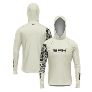 Camisa de Pesca Brk com Luva e Capuz Hybrid Essencial Maori Bege com Proteção Solar UV50+