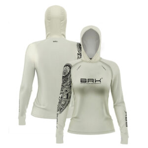 Camisa de Pesca Feminina Brk com Luva e Capuz Hybrid Essencial Maori Bege com Proteção Solar UV50+