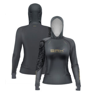 Camisa de Pesca Feminina Brk com Luva e Capuz Hybrid Sport Maori Cinza com Proteção Solar UV50+