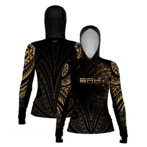 Camisa de Pesca Feminina Brk com Luva e Capuz Hybrid Maori Bege com Proteção Solar UV50+