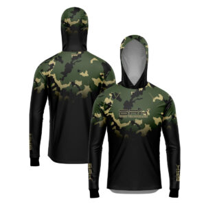Camisa de Pesca Brk com Luva e Capuz Hybrid Camuflada Verde com Proteção Solar UV50+