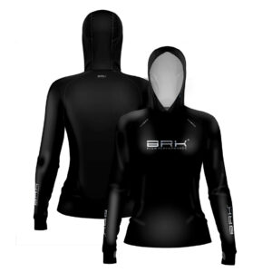 Camisa de Pesca Feminina Brk com Luva e Capuz Hybrid Clean Preta com Proteção Solar UV50+