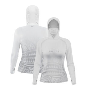 Camisa FusionX Feminina Maori Tribal Branca BRK com Proteção Solar UV50+