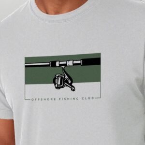 Camiseta Básica de Algodão Brk Branca Fishing Club Vara de Pesca