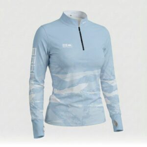 Camisa ArmorX Feminina BRK Fishing Ondas Azul Claro com Proteção UV50+