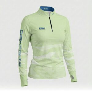 Camisa ArmorX Feminina BRK Fishing Ondas Verde Claro com Proteção UV50+