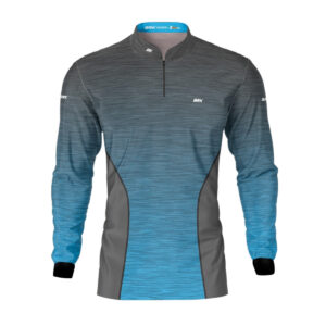 Camisa de Pesca Brk Mescla Cinza e Azul com Proteção Solar UV50+