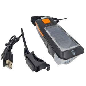 Farol de Bicicleta Carregamento Solar com Alto-Falante Laranja