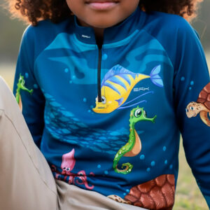 Camisa de Pesca Infantil Brk Animais Marinhos com UV50 +