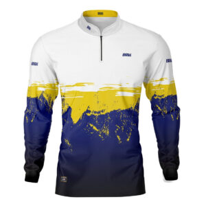 Camisa de Pesca Brk Textura Amarelo Azul e Branco com UV50+