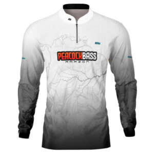 Camisa de Pesca Brk Peacockbass Amazônia Branca com Proteção Solar UV50+