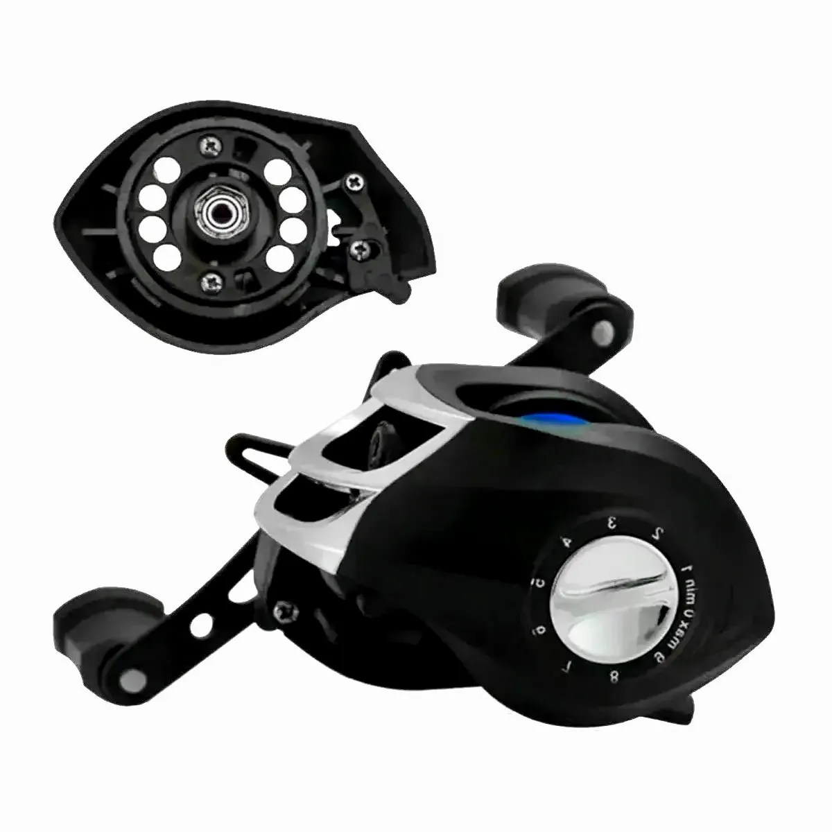 Carretilha Deyu Manivela Esquerda LK201 - Cor:Azul - Imagem 4