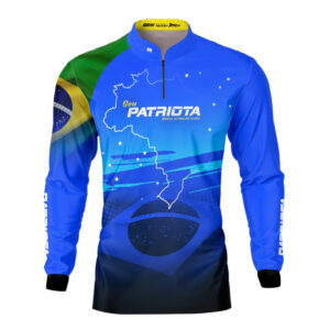 Camisa Agro Brk Básica Patriota Azul Bandeira do Brasil com Proteção UV50+