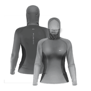 Camisa FusionX Feminina Brk Clean Cinza com Capuz e Proteção Solar UV50+