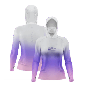 Camisa FusionX Feminina Brk Degradê Roxo Branco e Rosa e Proteção Solar UV50+