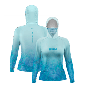 Camisa FusionX Feminina Brk Deep Azul Cristal com Capuz e Proteção Solar UV50+