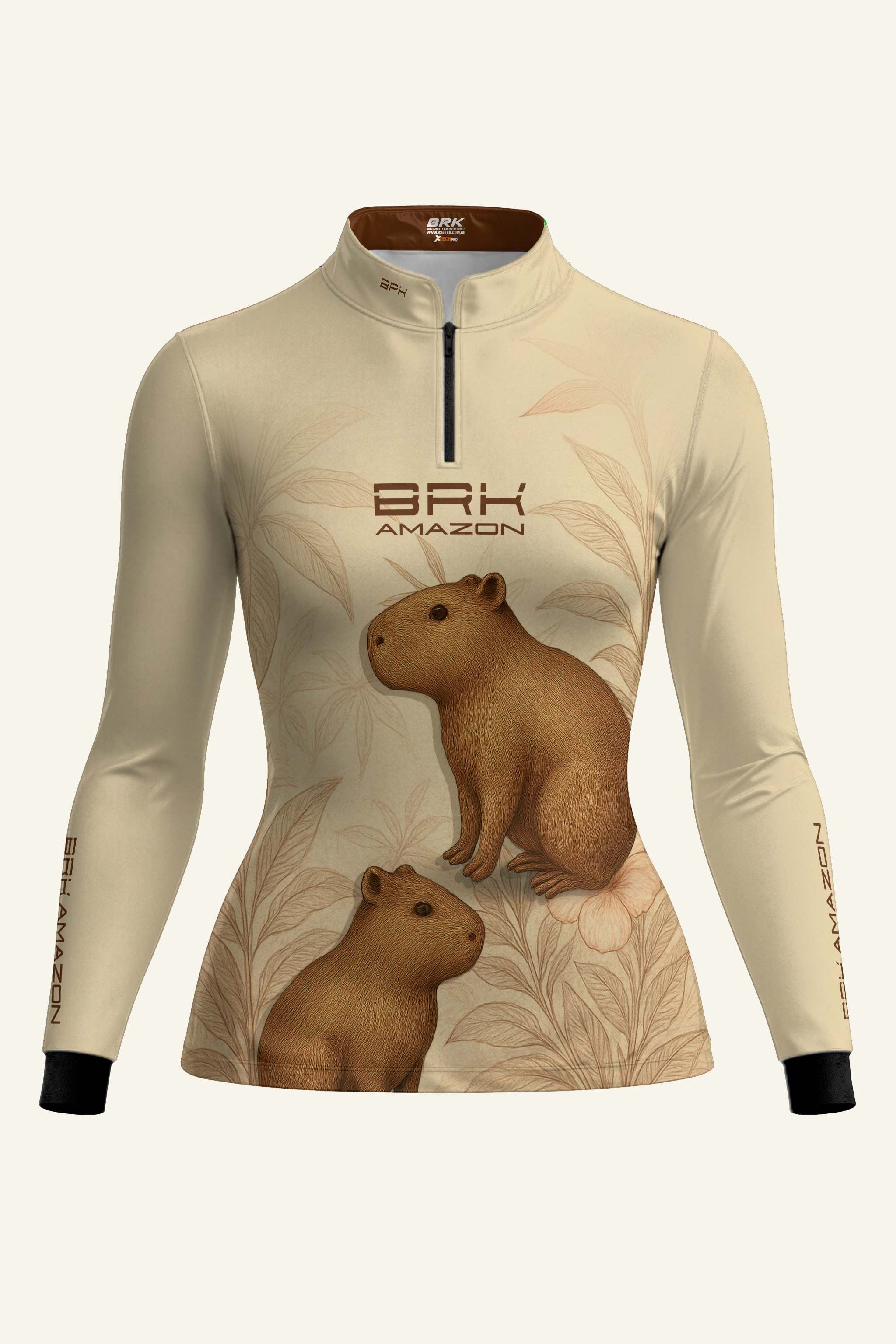 Camisa Feminina Brk Amazon Capivara Floral com Proteção UV50 - Imagem 2