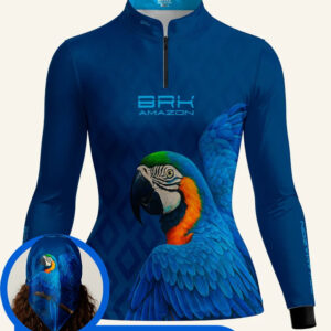 Camisa Feminina Brk Amazon Arara Azul com Proteção UV50
