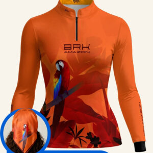 Camisa Feminina Brk Amazon Arara Vermelha Floral com Proteção UV50
