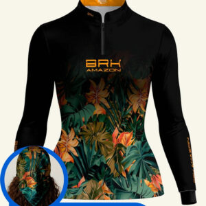 Camisa Feminina Brk Amazon Preta Folhagem com Proteção UV50