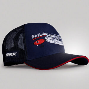 Boné de Pesca Brk Fishing Azul Isca Jig Vermelha