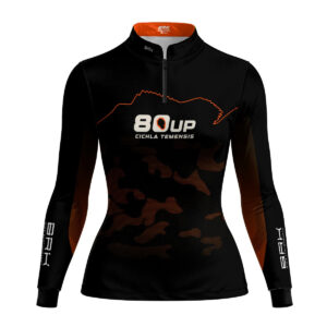Camisa de Pesca Feminina Brk 80UP Camuflada Laranja com Proteção UV50