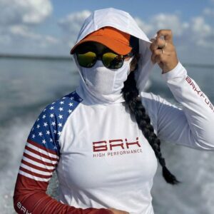 Camisa FusionX Feminina  Brk Fishing EUA Branco com Proteção UV50+