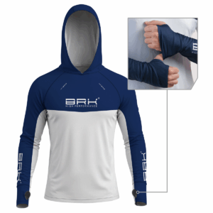 Camisa de Pesca Brk com Capuz Hybrid Blue Fishing com Proteção Solar UV50+