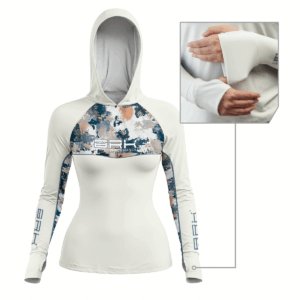 Camisa de Pesca Feminina Brk com Capuz Hybrid Camuflagem Fishing com Proteção Solar UV50+