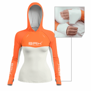 Camisa de Pesca Feminina Brk com Capuz Hybrid Laranja com Proteção Solar UV50+