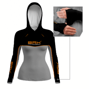 Camisa de Pesca Feminina Brk com Capuz Hybrid Real Preto Black Fishing com Proteção Solar UV50+