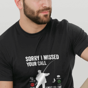 Camiseta de Pesca Brk Fishing Sorry I Missed Your Call com Algodão Premium