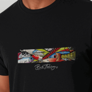 Camiseta de Pesca Brk Fishing Iscas Artificiais Vibrantes com Algodão Premium