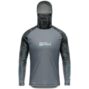 Camisa FusionX Brk Camuflado Preto Cinza com Capuz e Proteção UV50+