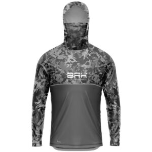 Camisa FusionX Brk Marine Camu Chumbo com Capuz e Proteção UV50+