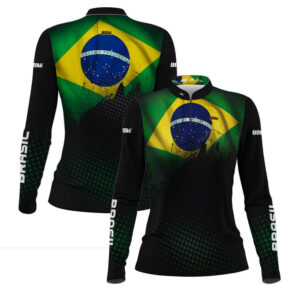 Camisa Agro Feminina Brk Brasil com Proteção Solar UV50+