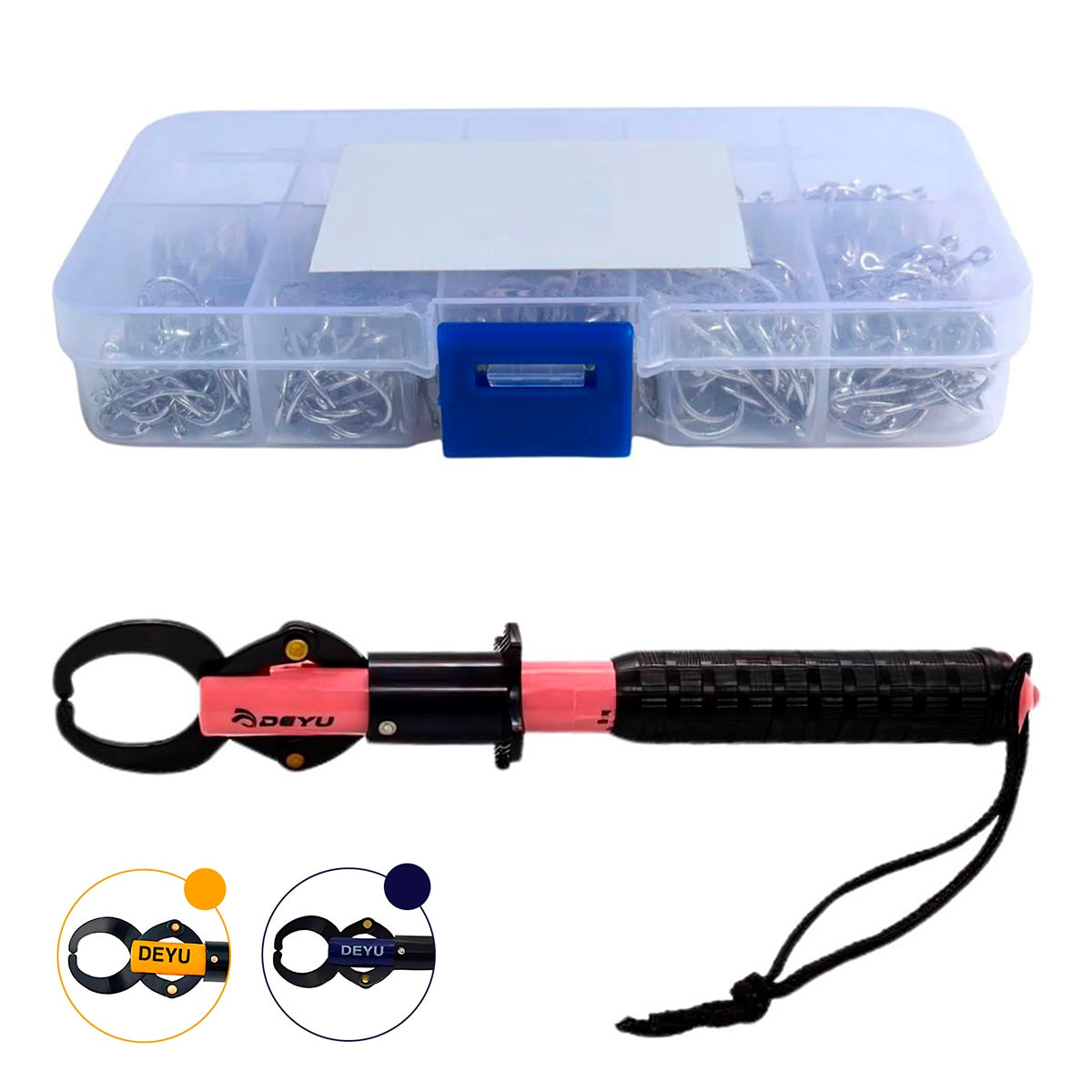 Kit Alicate de Contenção Diversas Cores + Caixa com Anzol