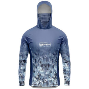 Camisa FusionX Brk Deep Camuflada Azul com Capuz e Proteção UV50+